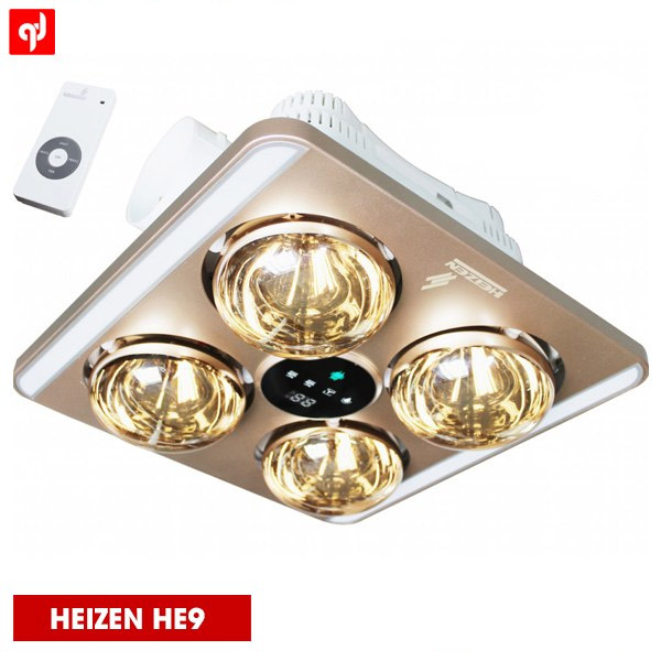 Đèn sưởi nhà tắm âm trần 4 bóng có điều khiển Heizen HE9