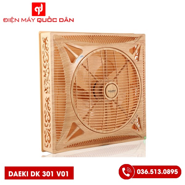 Quạt trần hộp Daeki DK-301V01 màu Vân gỗ nhạt